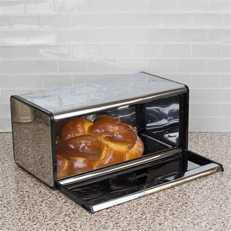 large stainless steel bread box|stainless steel countertop bread box.